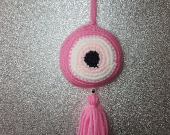 Pink Evil Eye Home Decor with Tassels - Nazar Boncugu - Nazarlik - Turkish Eye - Protection