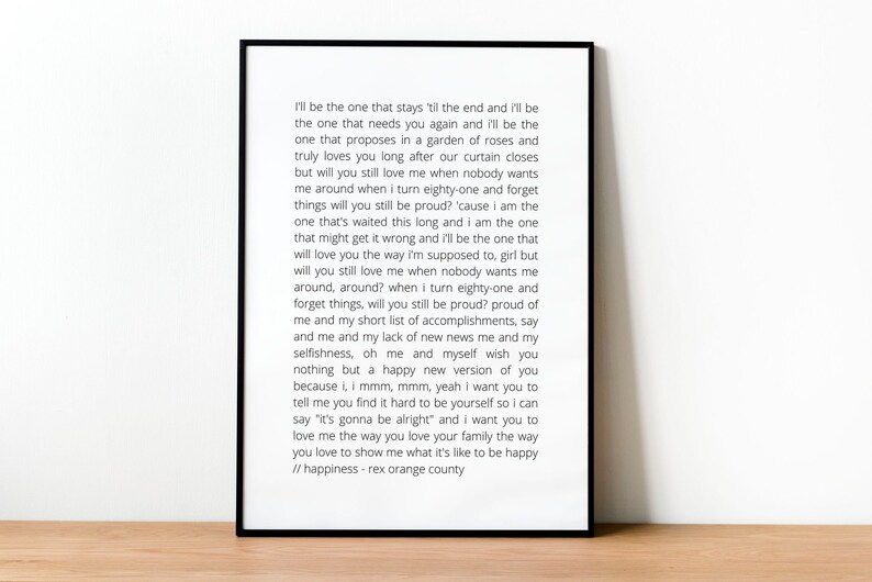 Happiness Rex Orange County Lyrics Printable Etsy UK Happiness Rex Orange County Lyrics Printable Etsy UK