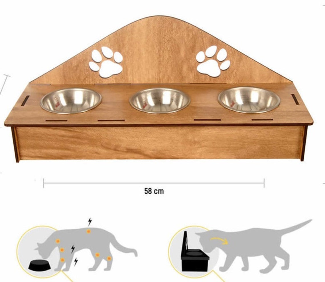 Personalized Cat Dod Bowl Stand 3pc Cat Feeder, Cat Furniture, Pet Bowl