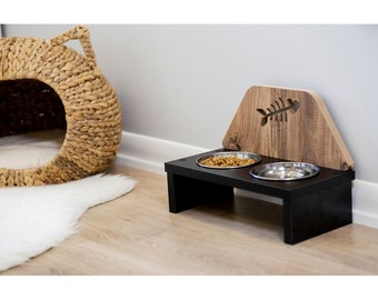 Suporte de tigela para gatos personalizado (1 unidade), alimentador de gatos, móveis para gatos, suporte para tigela para animais de estimação, tigela para comida de gato, estação de alimentação para gatos, suporte para tigela para gatos, presente para gatos