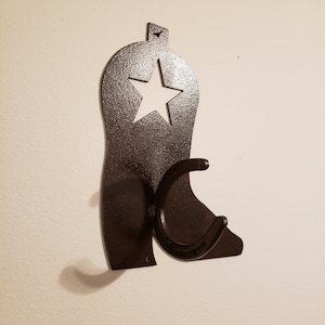 Cowboy Boot with Horseshoe Hook