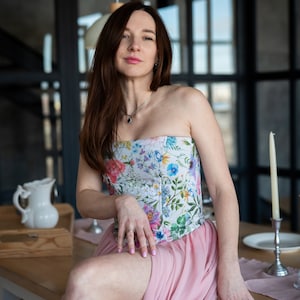 Floral Korsett Mieder, Aufenthalte Korsett Top, Edwardian Korsett