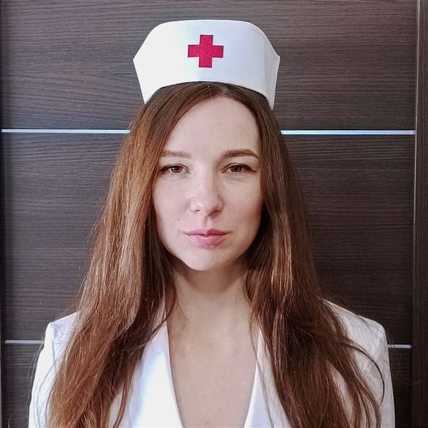 Casquette d'infirmière blanche avec croix rouge, bonnet d'infirmière de style vintage, tenue d'infirmière