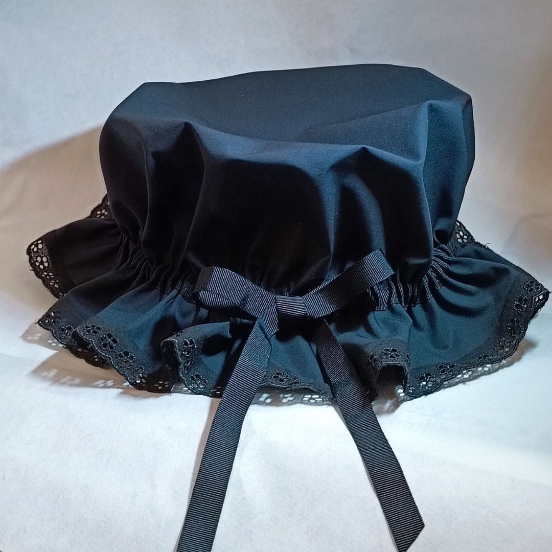 Black Lace Maid Mob Cap, Halloween Costume, Victorian Style Hat