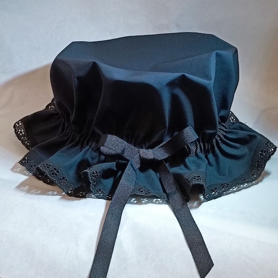 Black Lace Maid Mob Cap, Halloween Costume, Victorian Style Hat