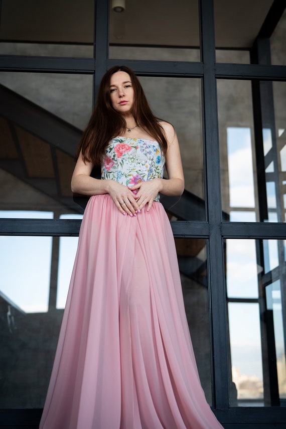 Chiffon maxi skirt with slits hotsell
