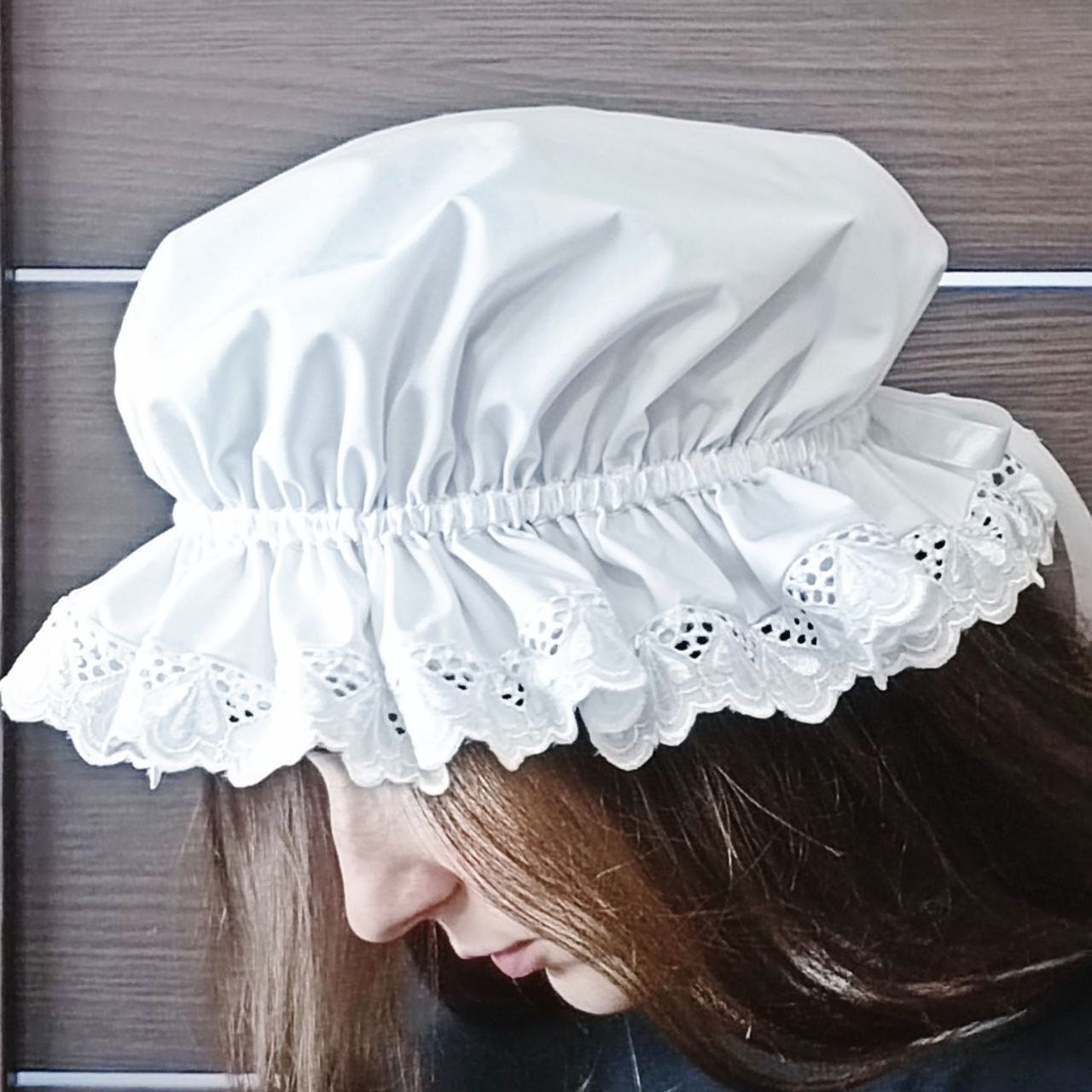 Maid's Mob Cap, Victorian Style Maid Hat, White Vintage Night Cap