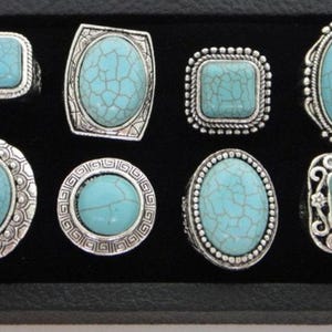 Imitation Turquoise Rings & Earrings, Assorted Styles