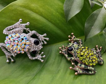 Strass-Kristall Frosch Brosche