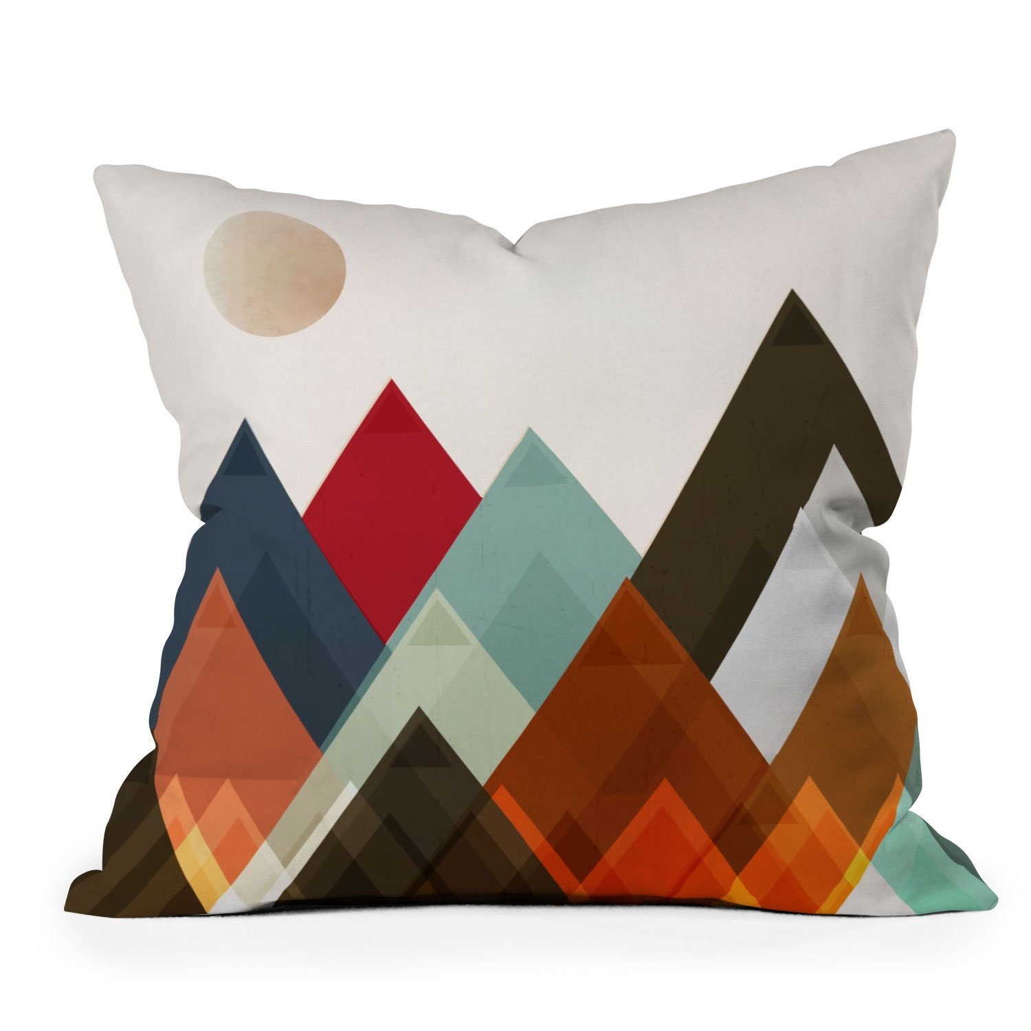 Orange Neutral Pillow Mountain Sun Pillow Geometric Etsy