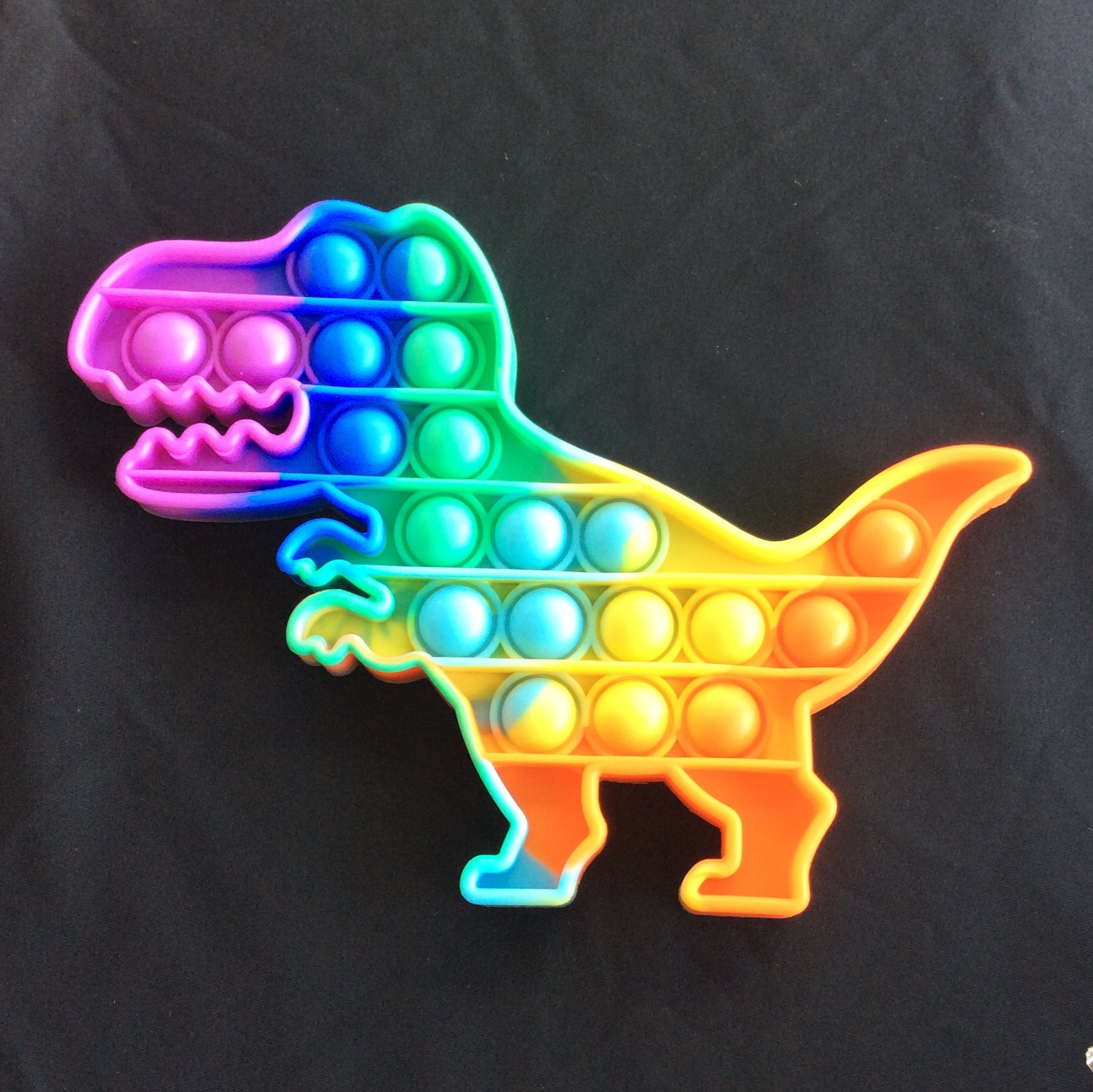 Dinosaur Shaped Rainbow Bubble Pop It Fidget Etsy