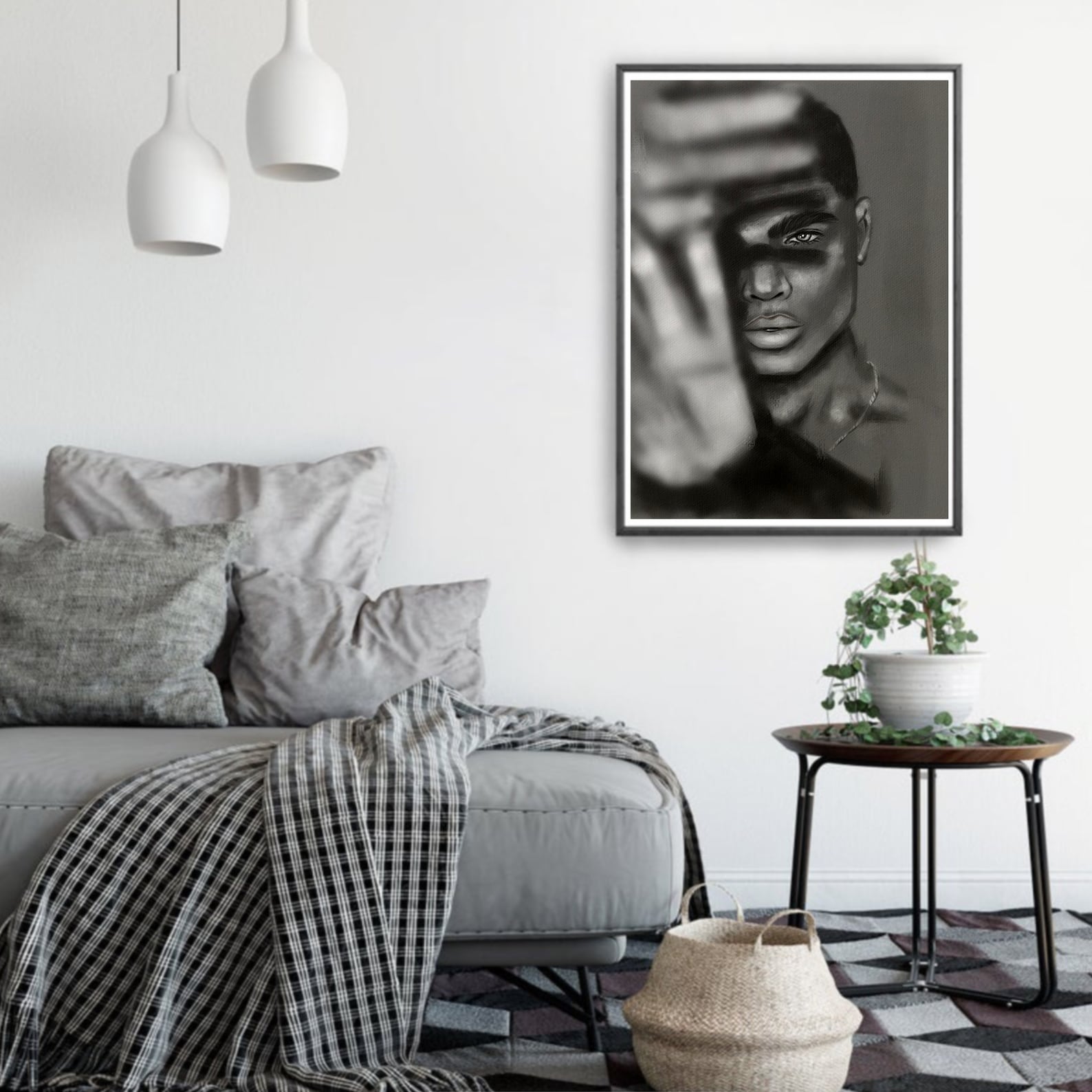 Black man wall art print African American men poster oil Etsy