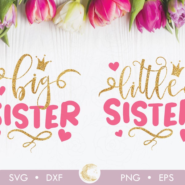 Big Little Sisters princess bundle svg, Big Sister SVG, Little Sister SVG, Matching Sister SVG, Big sis svg, Lil sis svg