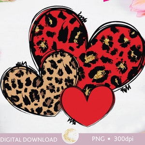 Valentines Day Hearts Sublimation, Happy Valentine&#39;s Day png, Leopard Hearts PNG, Valentines red cheetah hearts, Valentine&#39;s Day clipart