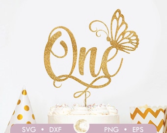Butterfly First Birthday Cake Topper SVG: Baby Girl (Digital Download)