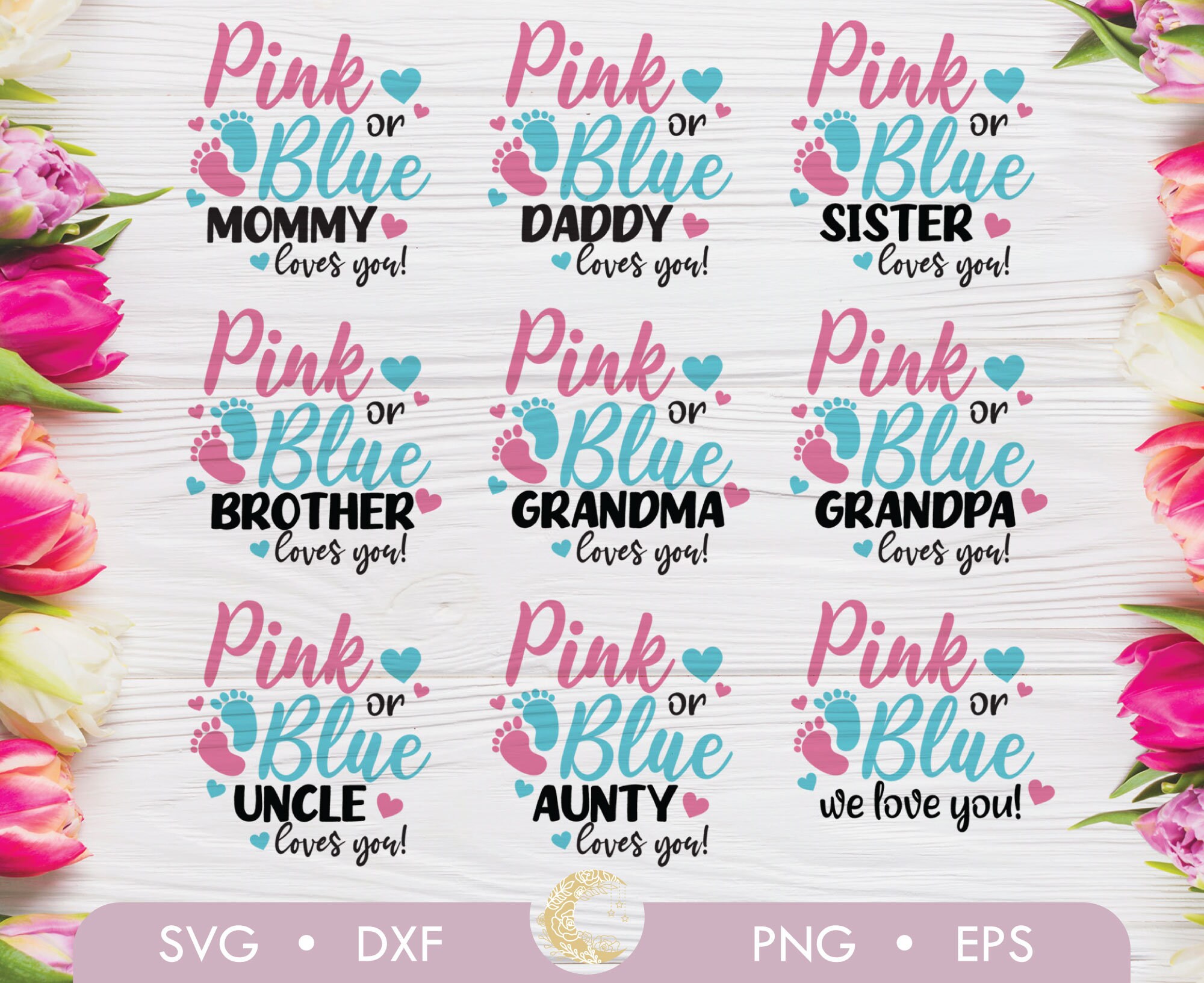 Pink Or Blue We Love You Bundle SVG Pink Or Blue Mommy Daddy | Etsy