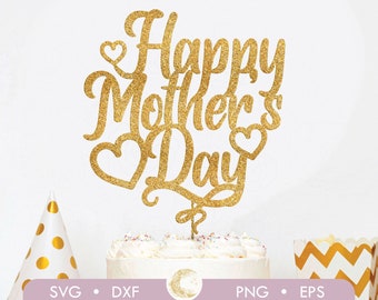 Bonne fête des mères pour gâteau SVG : décorations de coeur (téléchargement numérique)