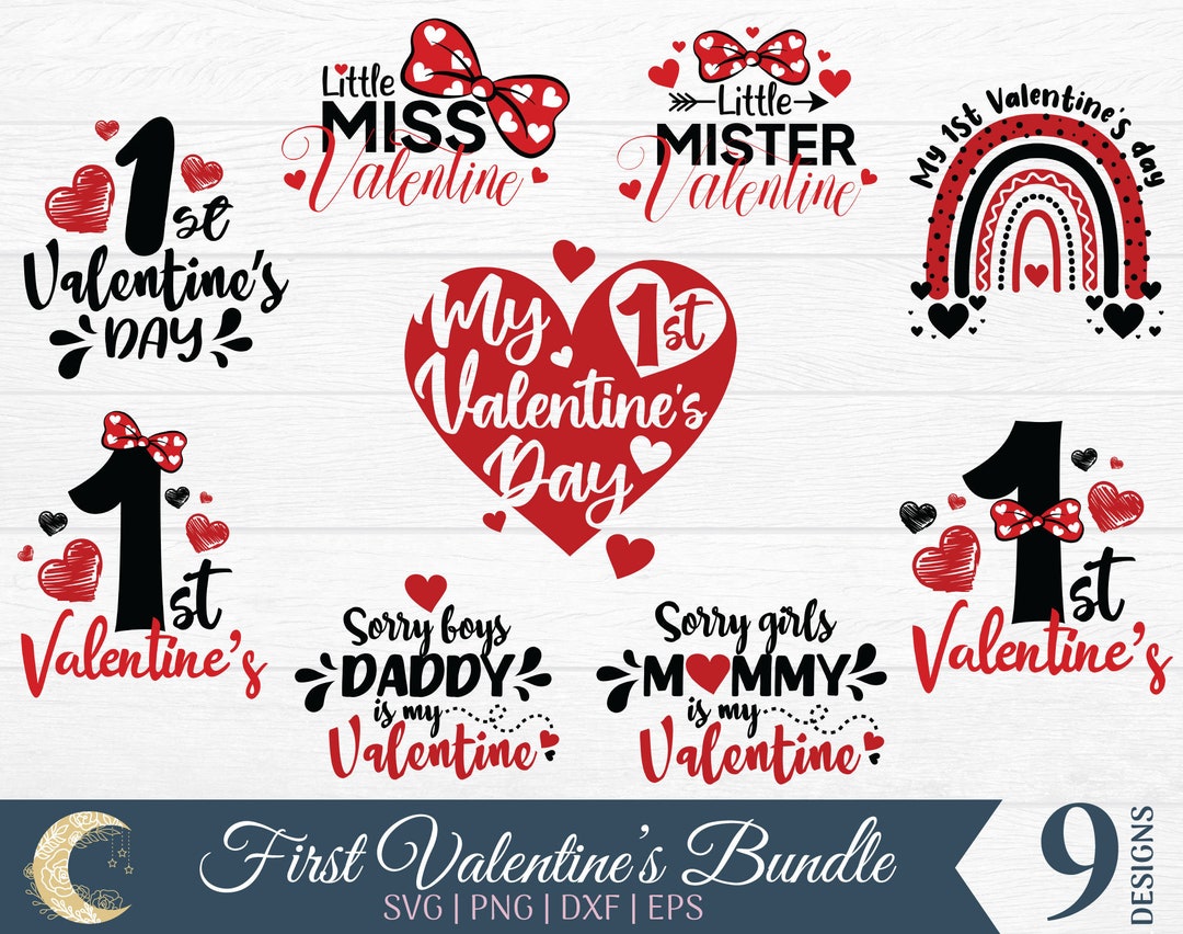 My 1st Valentine's Day Bundle SVG, First Valentine's Day PNG, Daddy ...