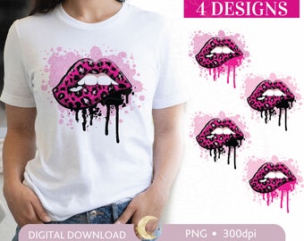 Leopard Lips Sublimation, Leopard Dripping Lips, Pink Lips, Leopard ...
