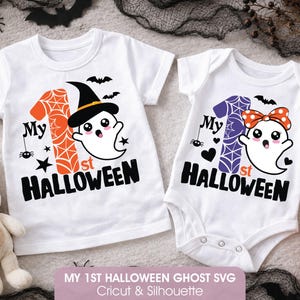 My 1st Halloween SVG, Cute Baby Ghost SVG Bundle, Baby First Halloween Shirt Design, Boy Girl Halloween Onesie Cut File, Cricut Silhouette
