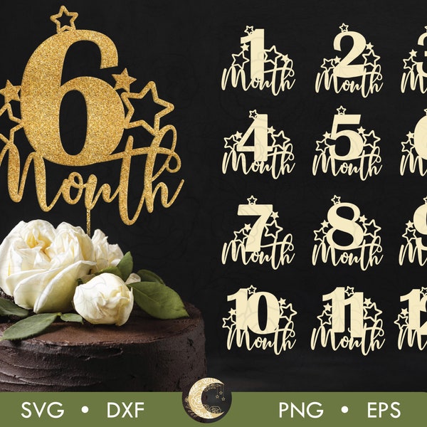 Baby months bundle SVG, Baby Cake Topper bundle svg, Monthly celebration svg, Baby Shower svg, Cake Topper Anniversary Party Decor