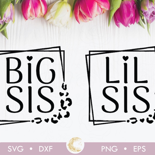 Big Little Sisters frame bundle SVG,  Leopard Big Sister SVG, Leopard Little Sister SVG, Girls Family Cut Files, Big sis svg, Lil sis svg