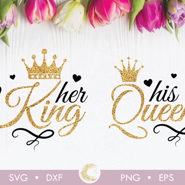 His Queen her King svg, King and Queen svg, Couple shirt design svg, Valentines day clipart, Her King Svg, His Queen Svg, Wedding bundle svg