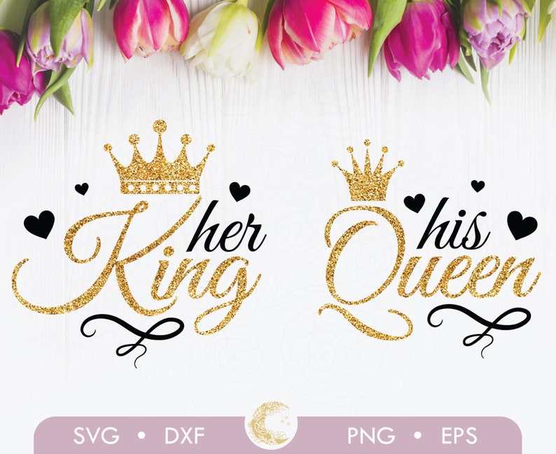 His Queen Her King Svg King and Queen Svg Couple Shirt Etsy