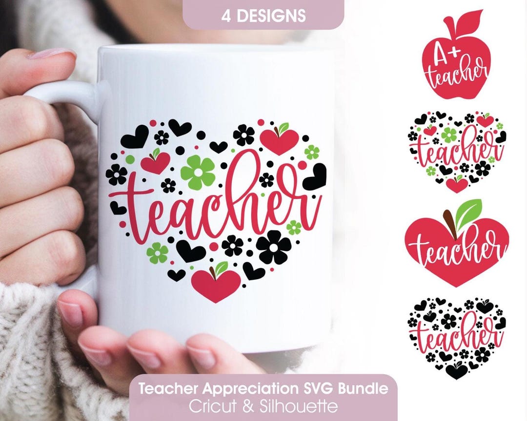 Teacher Appreciation Gift SVG Bundle, Thank You Cut Files, Perfect Gift ...