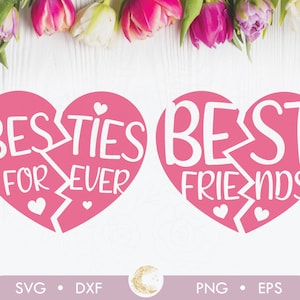 Besties Forever Herz svg, Beste Freunde Herz svg, Paar-Shirt-Design svg, Valentinstag Cliparts, Passende Valentine Shirts
