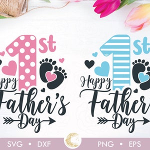 Happy First Father&#39;s Day SVG Bundle: Baby Footprints (Digital Download)