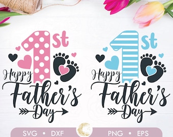 Happy First Father's Day SVG Bundle: Baby Footprints (Digital Download)