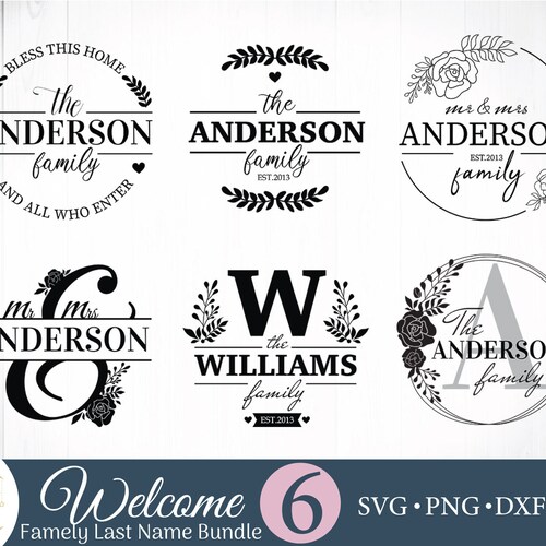 Family Last Name Round Template Bundle SVG Floral Wreath - Etsy