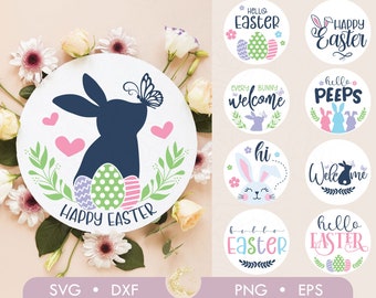 Easter Welcome Sign Bundle SVG, Easter welcome svg, Farmhouse Welcome Sign svg, Easter Round Sign SVG