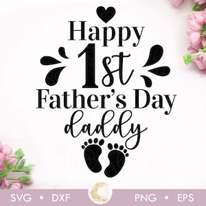 初めての父の日おめでとう SVG、私の初めての父の日 SVG、ベビー T シャツ デザイン SVG、父の日の昇華転写、彼女への贈り物、父の日の贈り物