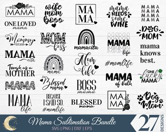 Mama Bundle SVG, Mom SVG, Mom Life Quote Svg, Mom Cut Files, Mom life png, Dog mama, Boss mama, Leopard mama svg, Blessed mama, Rainbow mom