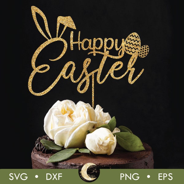 Happy Easter Cake Topper SVG, Happy Easter Cutout Svg, Christian Welcome Frühling Svg, Osterhase Svg, Digitaler Download