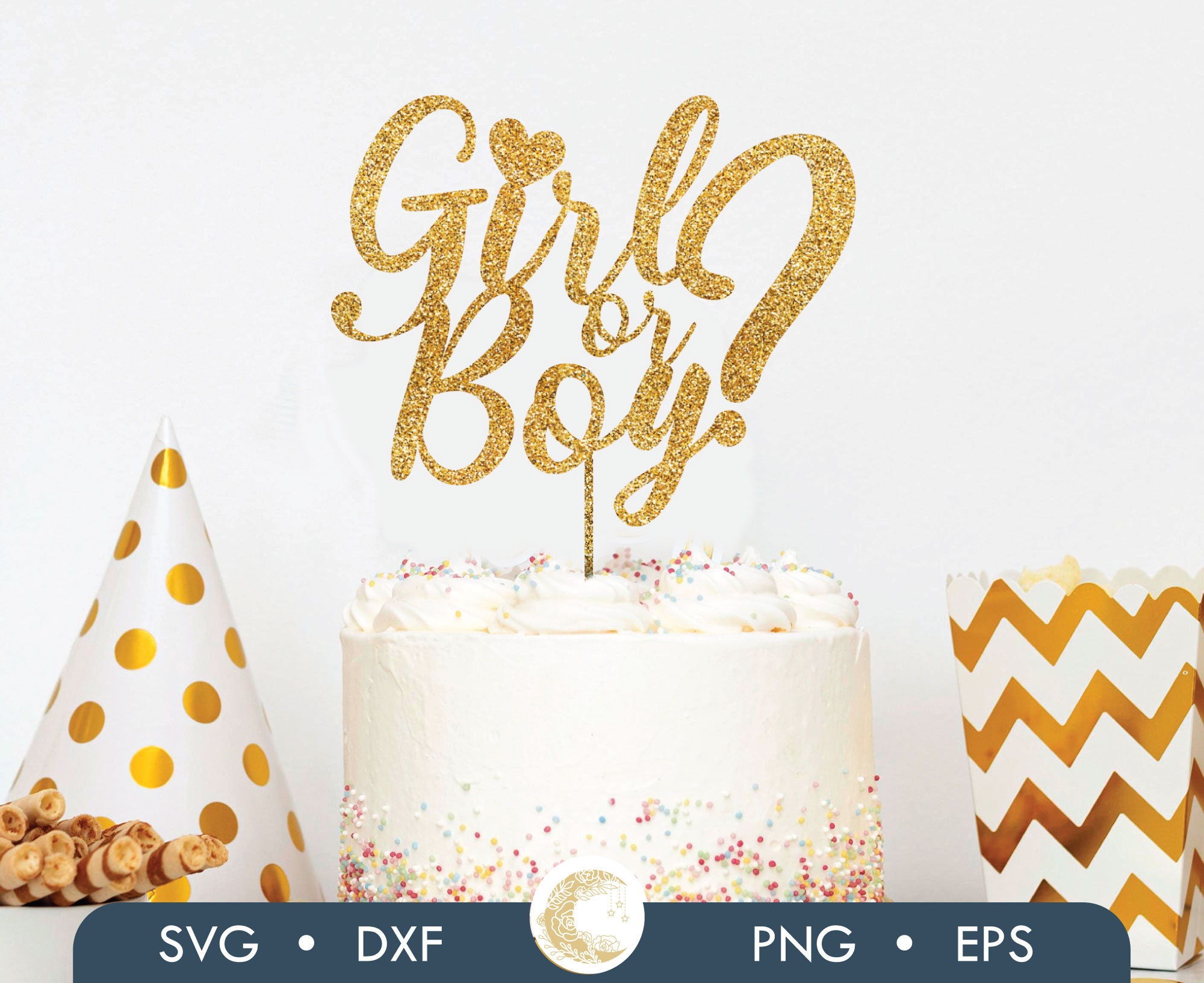 Gold Glitter 'It's A Boy' Cake Topper – Kuchen-Deko Für Babyparty & Geschlechts-Enthüllung, 14,5 X 20,8 Cm