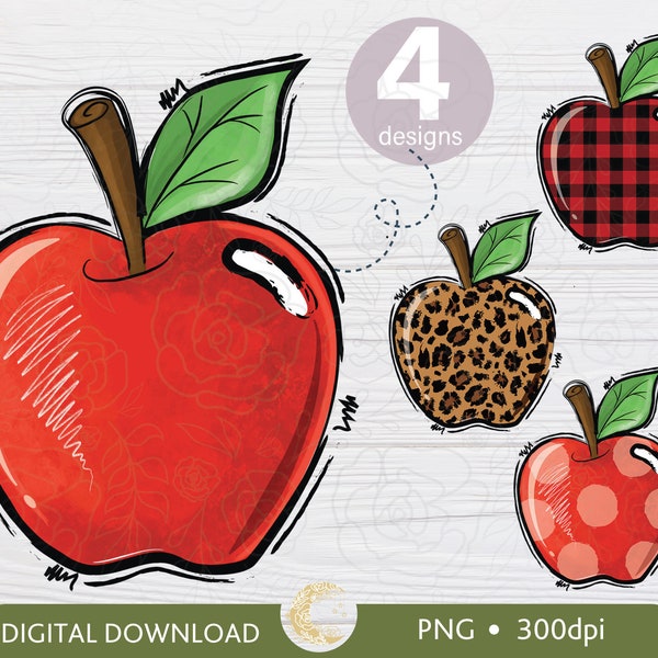 Apple PNG, Apple bundle png, School Apple PNG, Leopard Apple PNG, Buffalo plaid apple png, Love School Png, Back To School Png