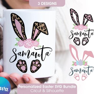 Customizable Bunny frames Bundle SVG, Easter Leopard Rabbit Ears Gift Sublimation, Digital Download