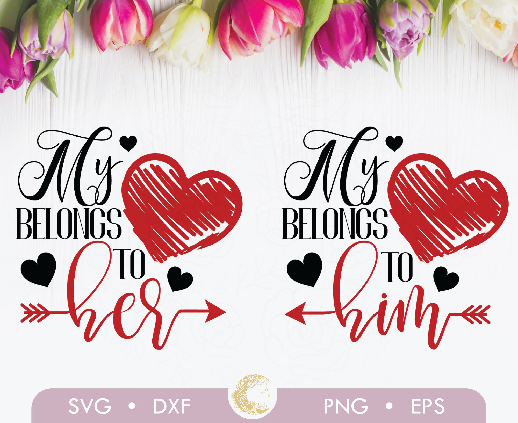 His and Hers SVG Cut File Bundle With Heart Detail for Cricut and  Silhouette, PNG, Eps, Dxf 