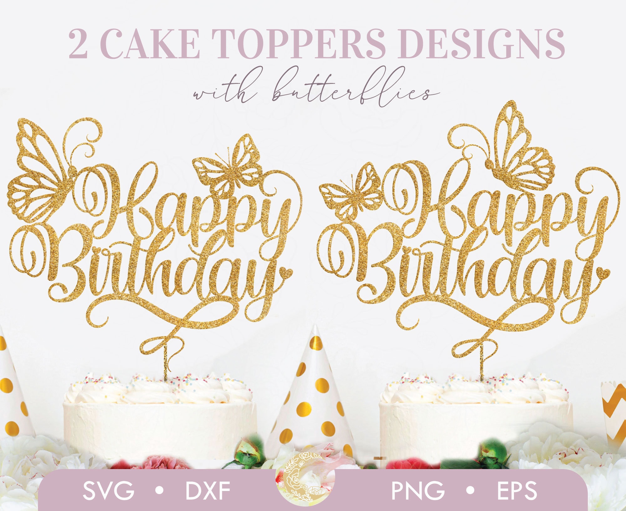 Taartdecoratie, topper voor verjaardag, goud Hello 50, Happy Birthday Taartdecoratie, topper voor verjaardag, goud Hello 50, Happy Birthday