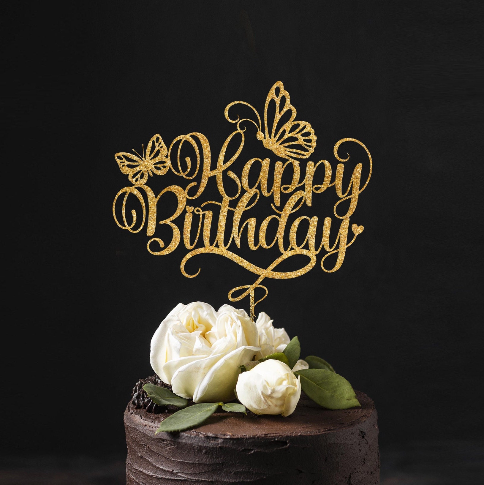 Happy Birthday - Black & Gold Cake Topper – BWS Creations