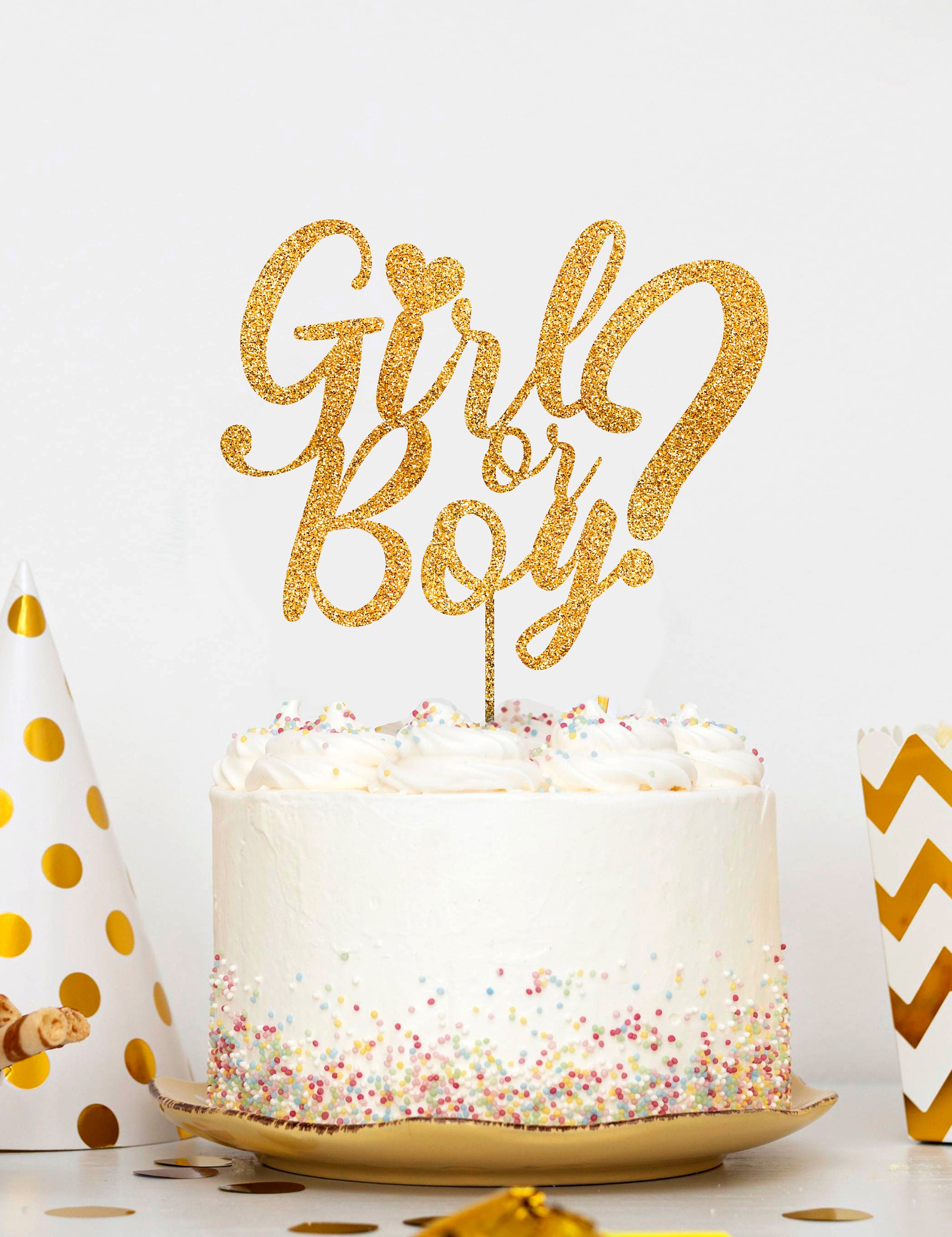 Gold Glitter 'It's A Boy' Cake Topper – Kuchen-Deko Für Babyparty & Geschlechts-Enthüllung, 14,5 X 20,8 Cm
