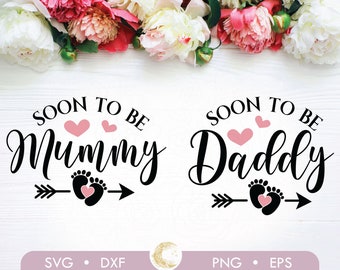 Pregnancy Announcement SVG Bundle: Soon to be Mummy & Daddy (Digital Download)