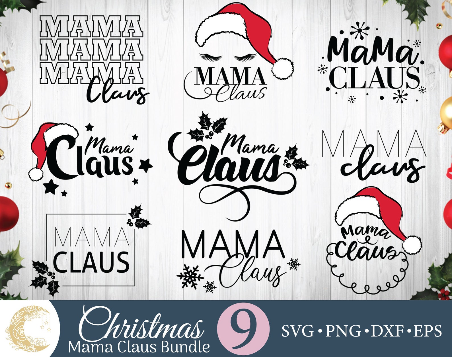 Mama Claus Bundle SVG 9 Christmas Designs Mama Claus PNG - Etsy