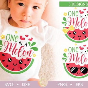 One in a melon Svg, Summer Funny Quote svg, Girls Shirt Design, Boys Shirt Design, Kids Shirt Design, One in a melon first birthday svg