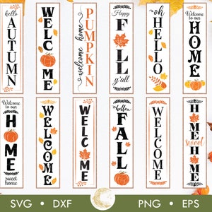 Fall Porch Sign Bundle SVG, Welcome Porch Sign SVG, Fall welcome sign svg, Autumn welcome sign svg, 12 cut files