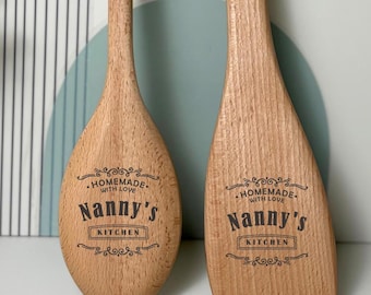 Personalised Wooden Spoon & Spatula Set: Kitchen Decor Gift