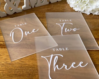 Acryl Hochzeit Tischnummern: Moderne Kalligraphie, A5 Schild